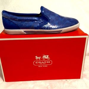 Coach Cobalt Size 10 Sequin Slip on Sneakers